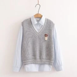 Kawaii Bear Harajuku Embroidery Cardigan Shirt Set -Kawaiitherapy Shop 0 154057