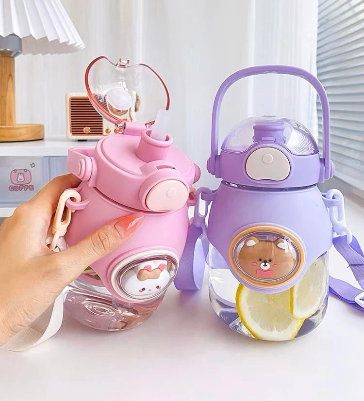 Kawaii Animal Style Pastel Straw Bottle (850ml) 3 Kawaii Animal Style Pastel Straw Bottle (850ml) - Image 3