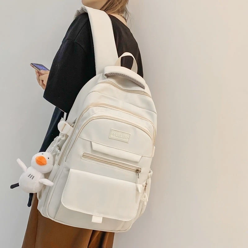 Kawaii Large Capacity Pastel College Canvas Backpack 4 Kawaii Large Capacity Pastel College Canvas Backpack - Image 4