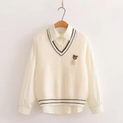 Kawaii Bear Harajuku Embroidery Cardigan Shirt Set -Kawaiitherapy Shop 0 1dc5f0