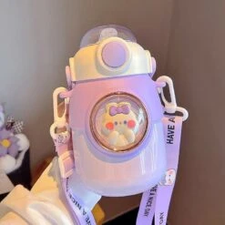 Kawaii Animal Pastel Straw Bottle (820ml) – Limited Edition