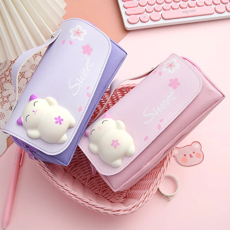 Kawaii Squishy Cat Sakura Pencil Case – Limited Edition 6 Kawaii Squishy Cat Sakura Pencil Case – Limited Edition - Image 6