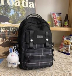 Kawaii Therapy Harajuku Style Pastel Grid Backpack -Kawaiitherapy Shop 0 29af43