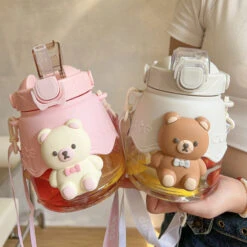 Kawaii Jumbo Bear Large Capacity Transparent Bottle (1300ml) -Kawaiitherapy Shop 0 3cd745