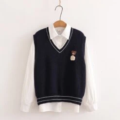 Kawaii Bear Harajuku Embroidery Cardigan Shirt Set -Kawaiitherapy Shop 0 3ded3b