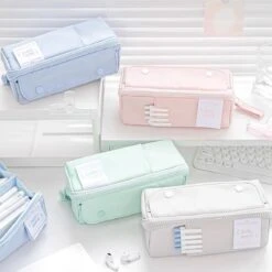 Kawaii Large Capacity Pastel Prism Zipper Pencil Case