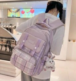 Kawaii Therapy Harajuku Style Pastel Grid Backpack -Kawaiitherapy Shop 0 4d81e1