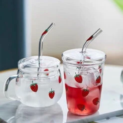 Kawaii Strawberry Glass Cup