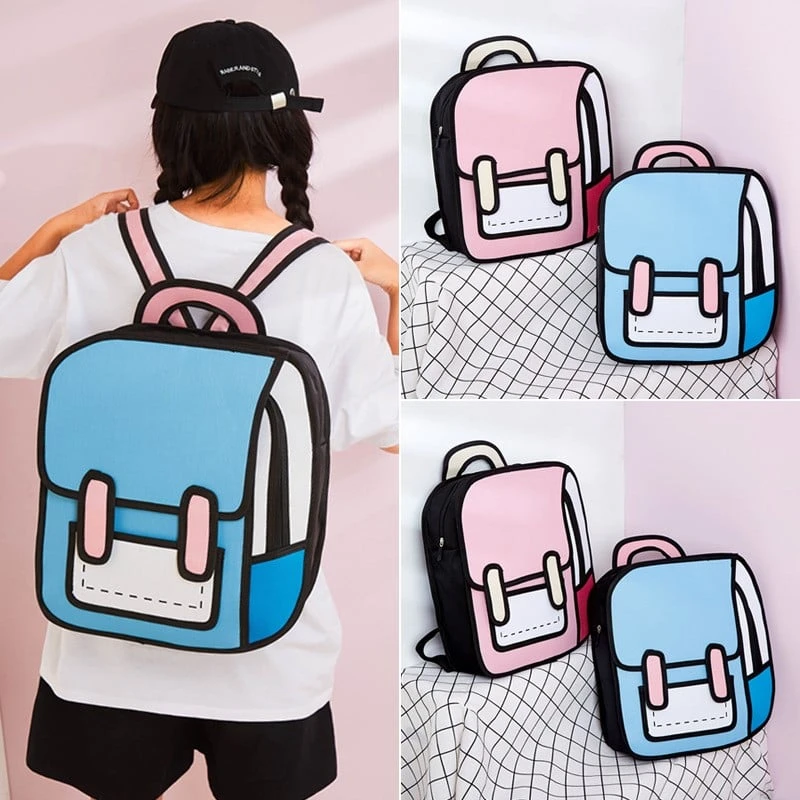 Kawaii Cartoon 3D Canvas Backpack – Limited Edition 1 Kawaii Cartoon 3D Canvas Backpack – Limited Edition