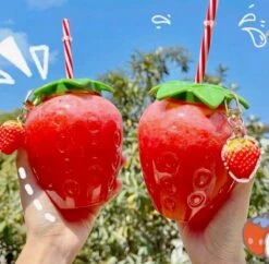 Kawaii Strawberry Plastic Cup (500ml)