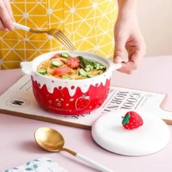 Kawaii Strawberry Ceramic Ramen Bowl – Special Edition -Kawaiitherapy Shop 0 8c8e54