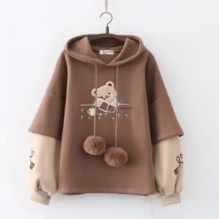 Kawaii Japanese Style Bear Embroidery Hoodie – Limited Edition