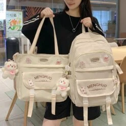 Kawaii Large Capacity College Fashion Backpack Set (2pcs)