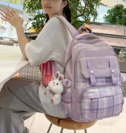 Kawaii Therapy Harajuku Style Pastel Grid Backpack -Kawaiitherapy Shop 0 943d7a