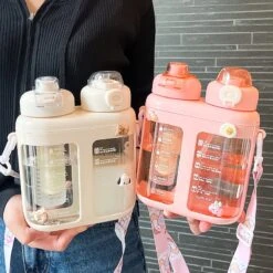 Kawaii Large Capacity Pastel Straw Bottle (1600ml)