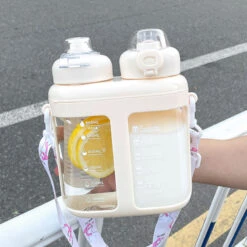 Kawaii Large Capacity Pastel Straw Bottle (1600ml) -Kawaiitherapy Shop 0 b11eb2