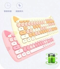 Kawaii Candy Cat Wireless Keyboard Mouse Set – Limited Edition -Kawaiitherapy Shop 0 b14186