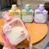 Kawaii Pastel Transparent Square Straw Bottle (700ml)