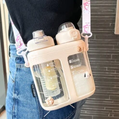 Kawaii Large Capacity Pastel Straw Bottle (1600ml) -Kawaiitherapy Shop 0 ce6759