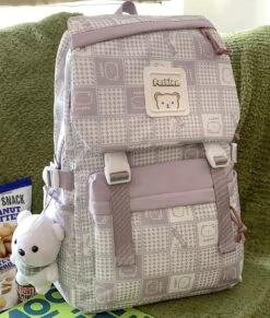 Kawaii Canvas Bear Plaid Harajuku Backpack – Special Edition -Kawaiitherapy Shop 0 cf6f04