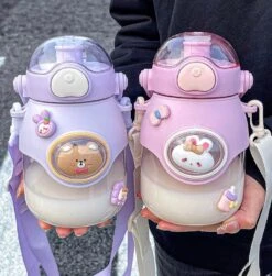 Kawaii Animal Style Pastel Straw Bottle (850ml)