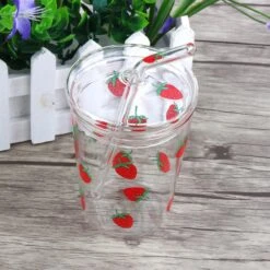 Kawaii Strawberry Glass Cup 10 Kawaii Strawberry Glass Cup -Kawaiitherapy Shop 0 d4be7a