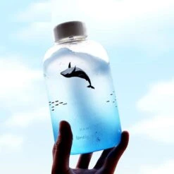Kawaii Blue Whale Glass Bottle (600ml)
