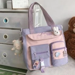 Kawaii Harajuku Multipocket Canvas Sling Bag 11 Kawaii Harajuku Multipocket Canvas Sling Bag -Kawaiitherapy Shop 0 d6d38c