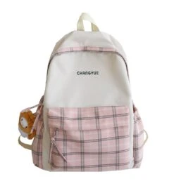 Kawaii Plaid Korea Style Canvas Backpack – Limited Edition -Kawaiitherapy Shop 0 db93ac