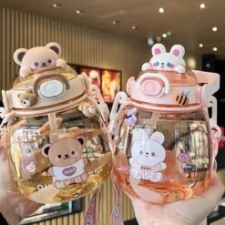 Kawaii Animal Style Jumbo Straw Bottle (1300ml)