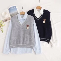 Kawaii Bear Harajuku Embroidery Cardigan Shirt Set -Kawaiitherapy Shop 0 ea3d59