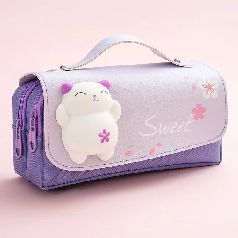 Kawaii Squishy Cat Sakura Pencil Case – Limited Edition 5 Kawaii Squishy Cat Sakura Pencil Case – Limited Edition - Image 5