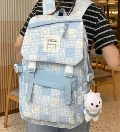Kawaii Canvas Bear Plaid Harajuku Backpack – Special Edition