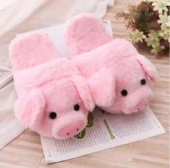 Kawaii Pink Piglet Fluffy Slippers
