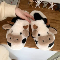 Kawaii Fluffy Cow Warm Cozy Slippers – Limited Edition -Kawaiitherapy Shop 03077155 8a93 40a0 8e81 9fe70f8ee359