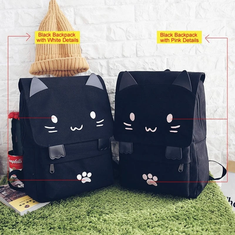 Kawaii Cat Canvas Backpack – Special Edition 2 Kawaii Cat Canvas Backpack – Special Edition - Image 2