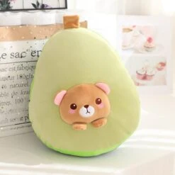 Kawaii Avocado Stuffed Bear Plush Pillow