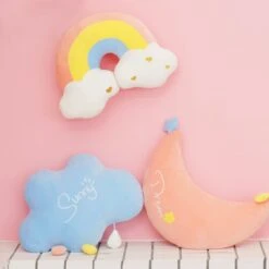 Kawaii Rainbow Cloud Moon Pillow – Limited Edition