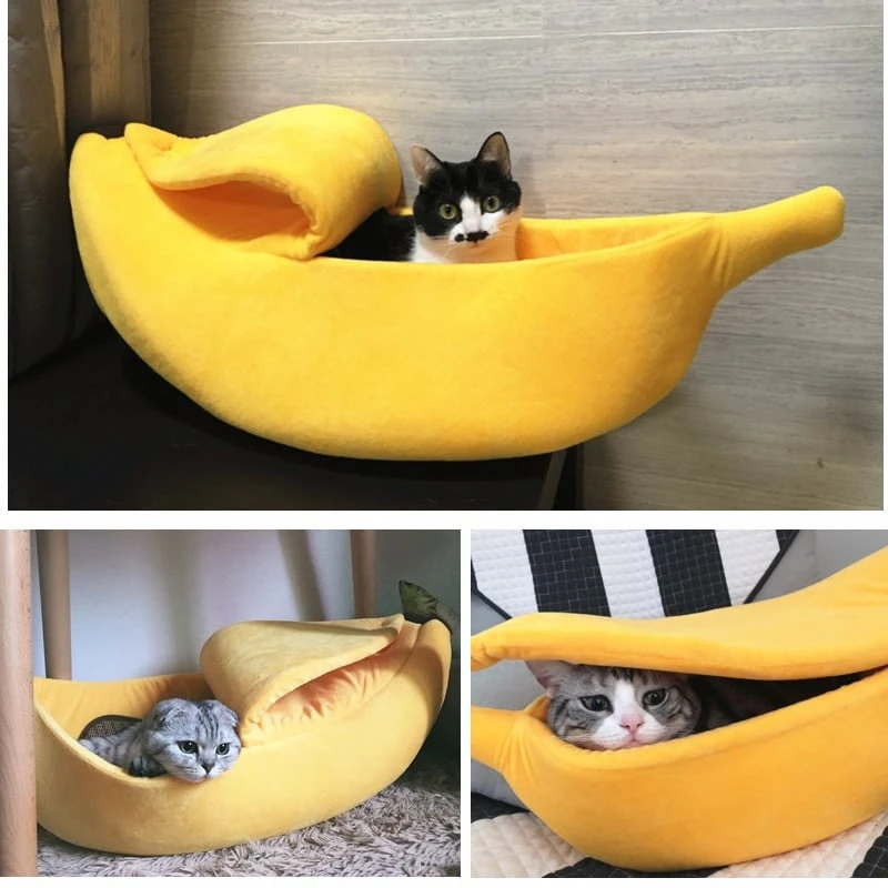 Kawaii Banana Soft Cushion Cat Bed – Limited Edition 4 Kawaii Banana Soft Cushion Cat Bed – Limited Edition - Image 4