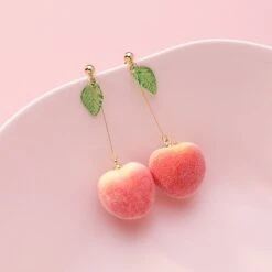 Kawaii Korean Style Peach Earrings – Limited Edition