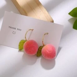 Kawaii Korean Style Peach Earrings – Limited Edition -Kawaiitherapy Shop 37805 9zr1mq