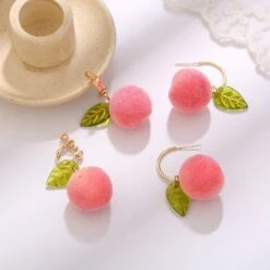 Kawaii Korean Style Peach Earrings – Limited Edition -Kawaiitherapy Shop 37805 afltoh