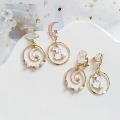 Kawaii Bunny Moon Earrings – Limited Edition -Kawaiitherapy Shop 38140 mqaiht