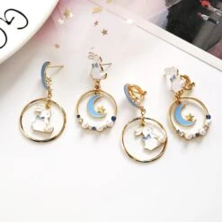 Kawaii Bunny Moon Earrings – Limited Edition -Kawaiitherapy Shop 38140 upegej