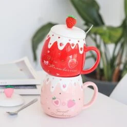 Kawaii Strawberry Ceramic Cup – Special Edition -Kawaiitherapy Shop 38553 8960xq
