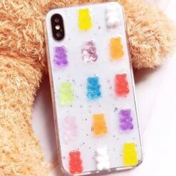 Kawaii Bear Glitter Phone Case -Kawaiitherapy Shop 38918 6u5nja