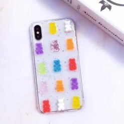 Kawaii Bear Glitter Phone Case -Kawaiitherapy Shop 38918 m6sue0