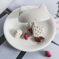 Kawaii Cat Fish Glass Tea Mug (250ml) -Kawaiitherapy Shop 39587 wqd8mg