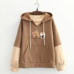 Kawaii Bear Bubble Tea Harajuku Hoodie – Special Edition -Kawaiitherapy Shop 40289 fifqjt