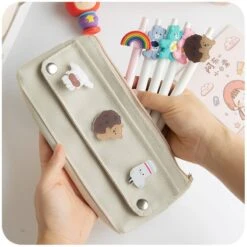 Kawaii Canvas Style Pastel Pencil Case -Kawaiitherapy Shop 40528 ssinhb